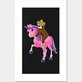 Sloth rides Unicorn Cinco de mayo Posters and Art